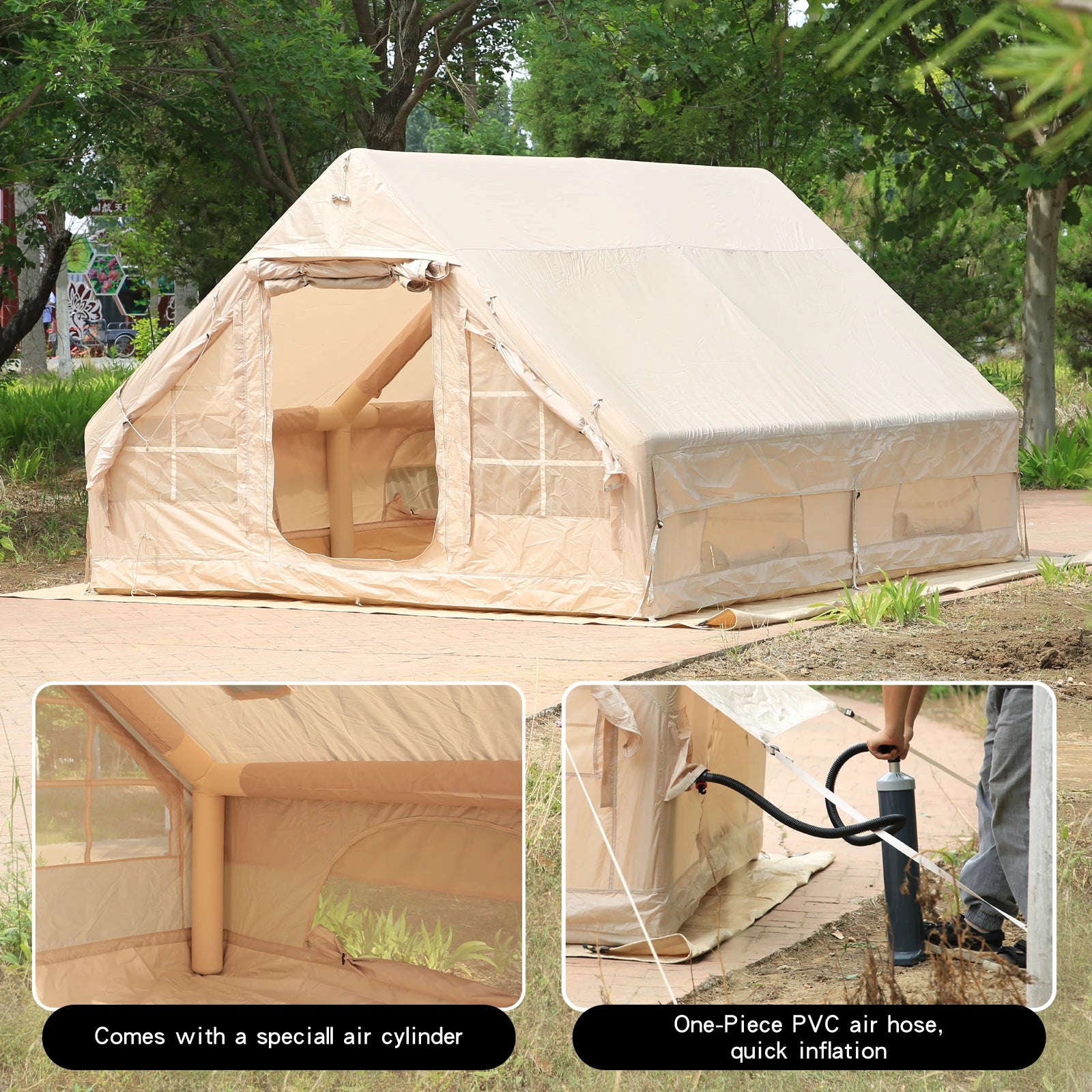 12-square-meter Inflatable Tent, Windproof, Rainproof, Moisture-proof, Portable for Outdoor Camping, No Setup Required
