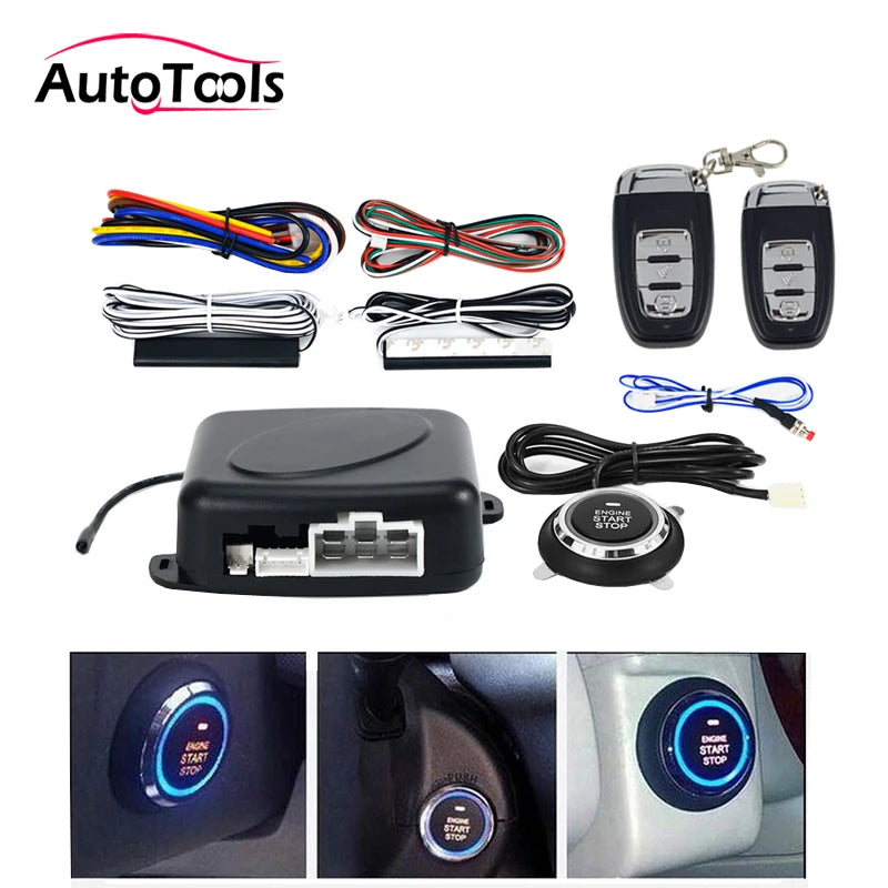 Auto Car One Start Stop Engine System with Remote Control Car PKE Keyless Entry Start System Open Trunk for 12V SUV Autostart