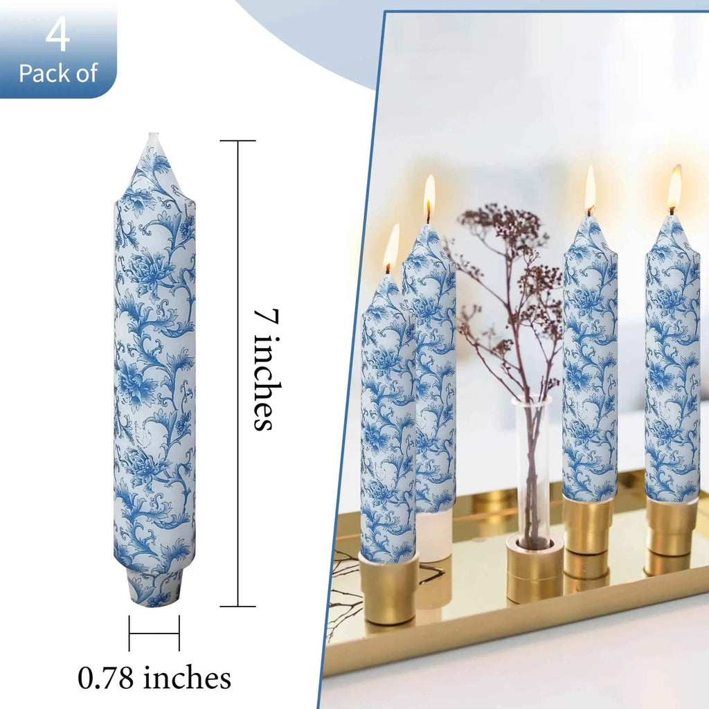 7Inch Pillar Candles Handmade Unscented 4PCS Small Taper Candle Sticks for Festive Parties Wedding Home Decor