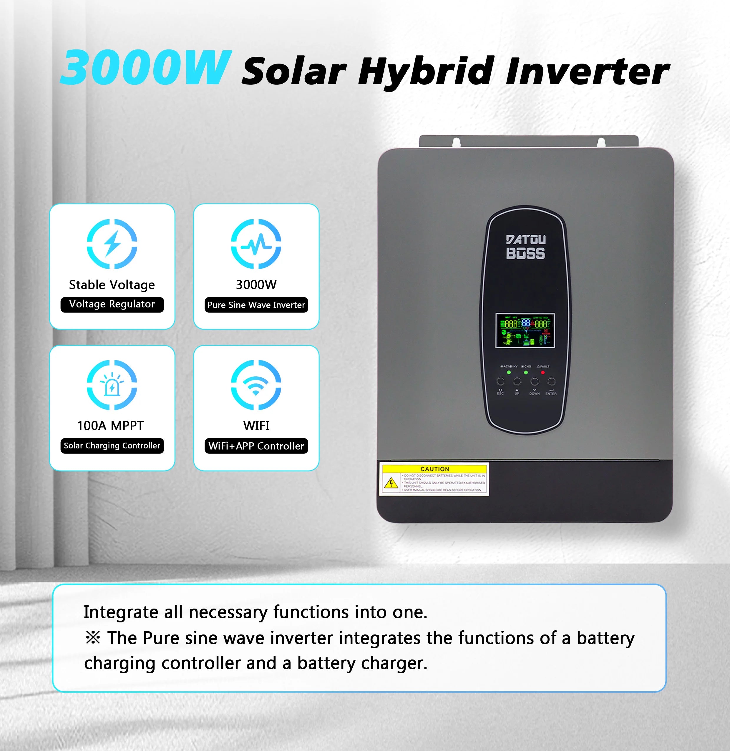 EU US Stock Overseas Certification 48V 24V 6KW 3KW Single Phase Solar Inverter on Off Grid Hybrid Hybrid Solar Inverter