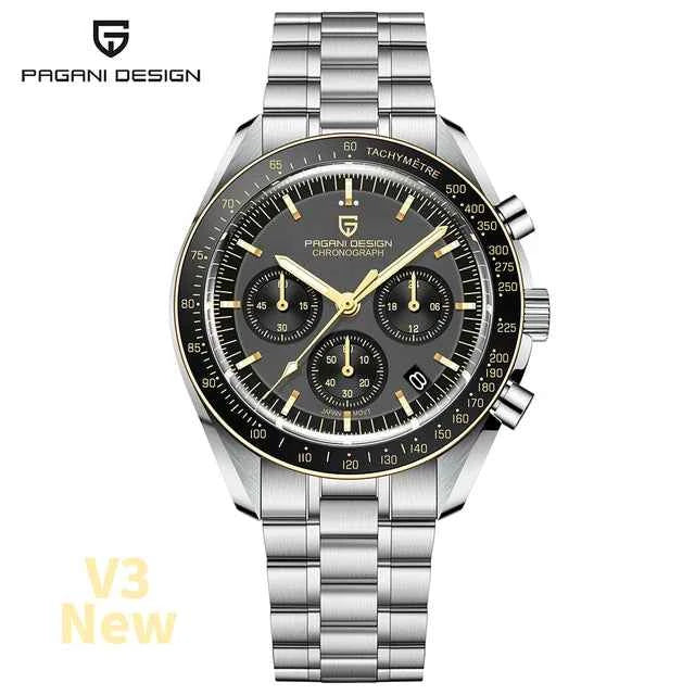 New PAGANI DESIGN Top Mens Watches Automatic Quartz Clock Japan VK63 Business Speed Chronograph Sapphire Mirror Wristwatch 1701