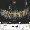 Modern Chandeliers for Dining Room Black Round Tree Branch Crystal Chandelier Adjustable Antique Vintage for Living Room Light