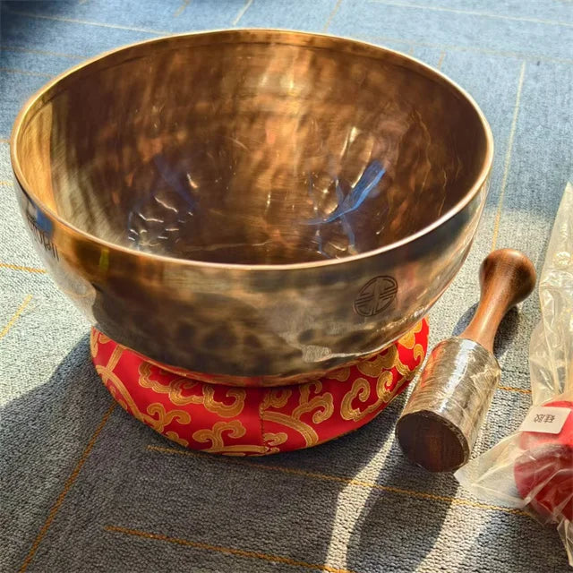 Handmade Spiritual Crafts 30cm Black Copper Tibetan Full Moon Singing Bowls Sets for Yoga Healing Music and Buddhist Pray