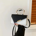 2025 Women's Casual Simple Metal Messenger Bag with Niche Handle Designer Contrasting Color Handbag