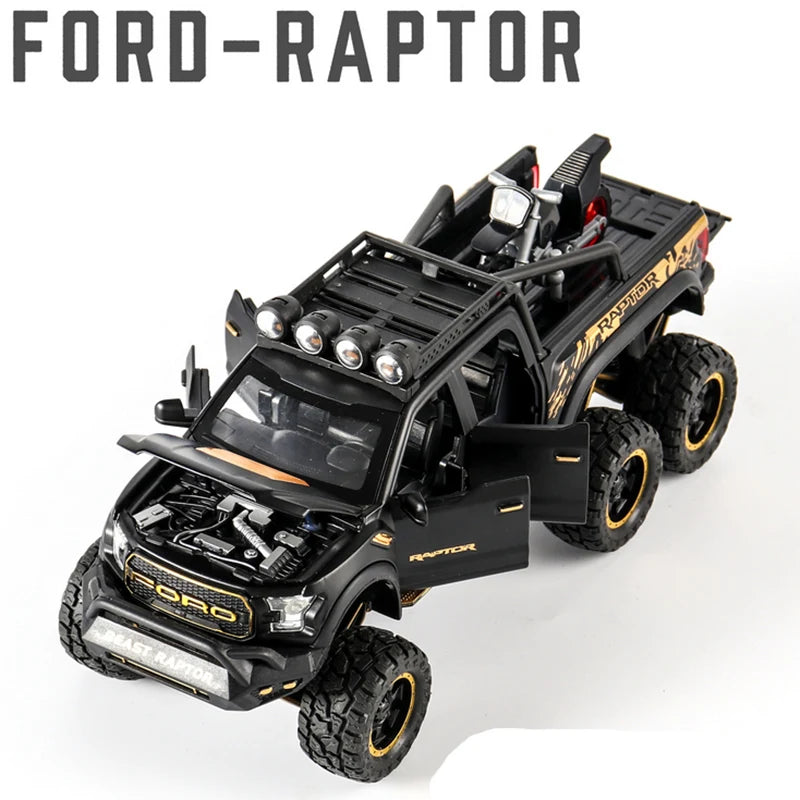 1/28 Ford Raptor F150 Alloy Car Modified Off-Road Vehicle Model Diecast & Toy Vehicles Metal Car Model Collection Kids Toys Gift