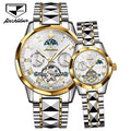 Jsdun 8937 Fashion Moon Phase Business Water Resistant Complete Couple Watch Top Luxury Tungsten Steel Band Lovers Watches
