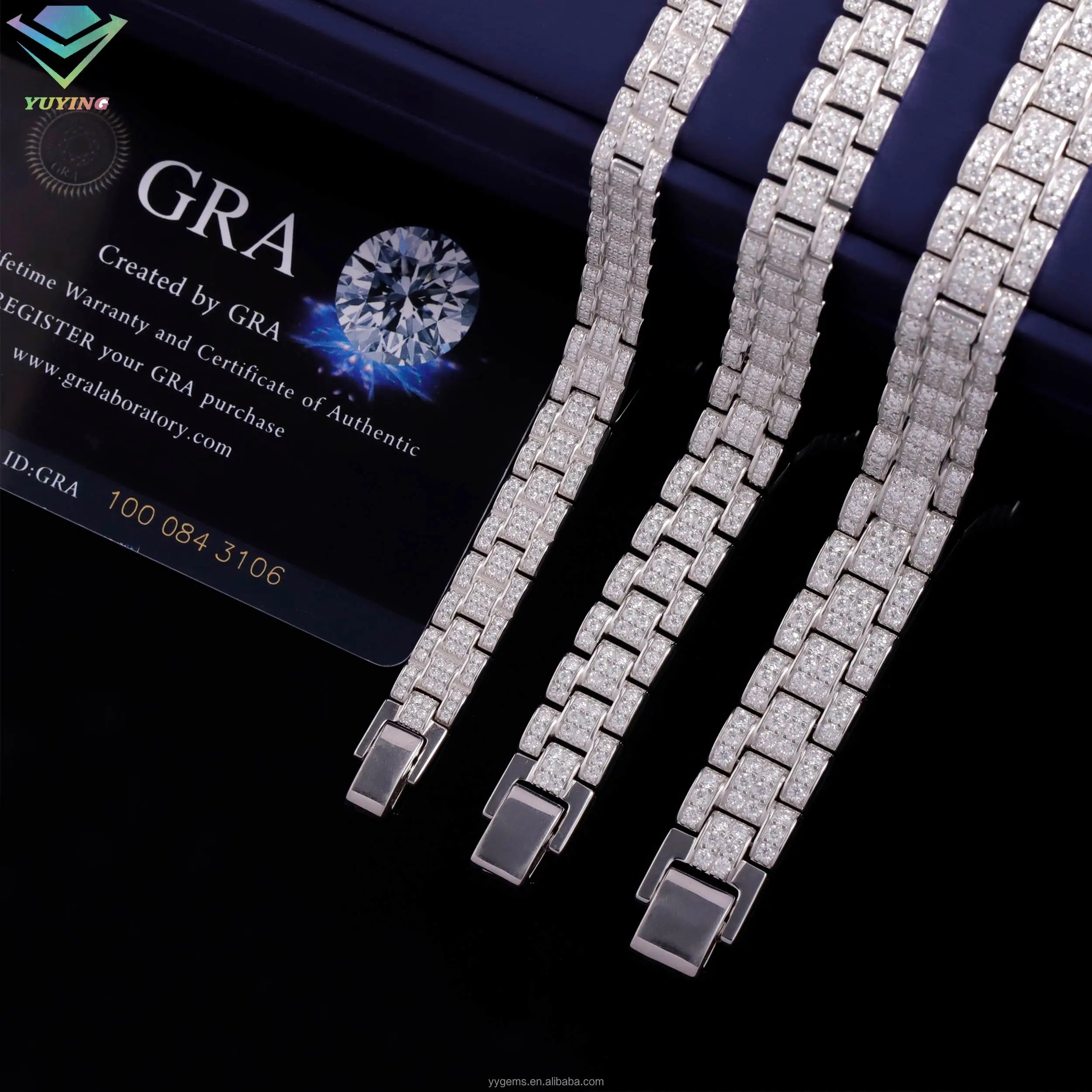 Fashion Jewelry Bracelet 8mm 10mm 12mm Iced Out Moissanite Diamond Chain S925 Sterling Silver Cuban Link Chain Men Bracelet