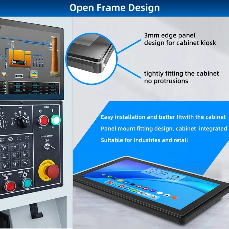 Open Frame Touch LCD Monitor 23.6" USB RS232 RS485 LED New Network Display Industrial Monitor with Touch Screen Interface