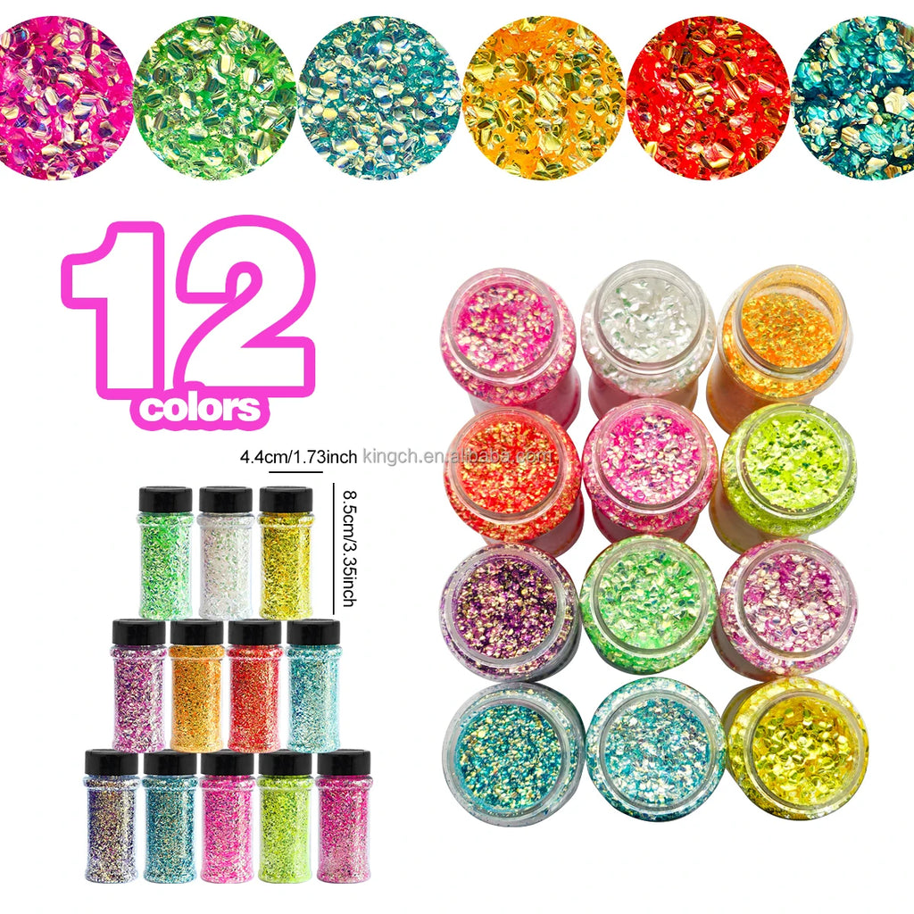 US Warehouse High Bright Glitter Set Free Shipping High Quality Polyester Hexagon Glitter Powder for Resin Crafts Nail