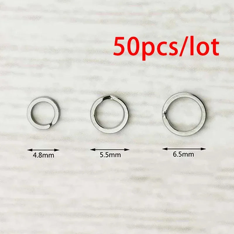 1 50pcs/lot Stainless Steel Fishing Ring Split Clip Swivel Double Loop Quick Change Hook Connector Carp Fishing Accessory Tackle