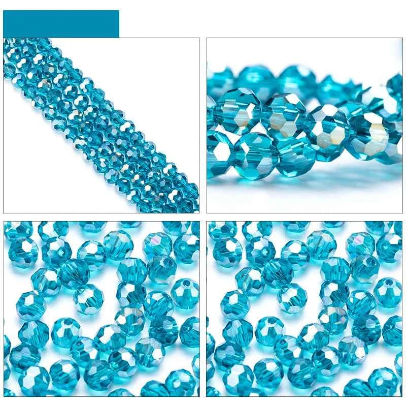 3 4 6 8mm Round Crystal Beads Faceted Colorful Glass Beads Loose Spacer Bead for Jewerly Making Needlework Bracelet Necklace DIY