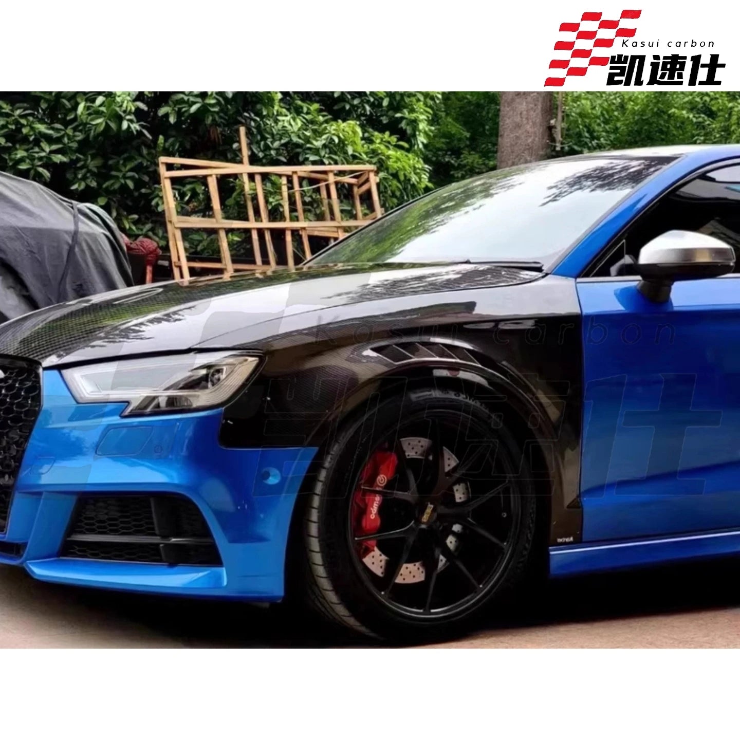 High Quality Carbon Fiber KSUI Style Fender Side Air Vent Fender Car Exterior for Audi A3 S3 Modified Car Parts