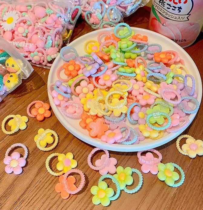 New 2024 Children Cute Candy Color Small Mini Thumb Hair Ties Set Lovely Rubber Hair Bands Girls Hair Accessories for Kids