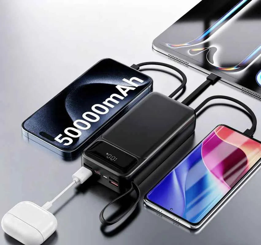 US Stock Free Shipping 30000mAh 50000mAh Power Bank LED Display Fast 22.5W Charging Portable Power Bank with Carry Strap