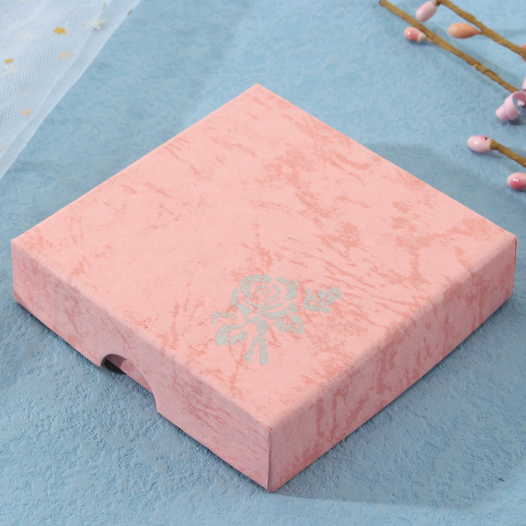 Square Rose Printed Jewelry Packaging Box Bracelet Necklace Storage Case Cardboard Gift Box Jewelry Organizer Case