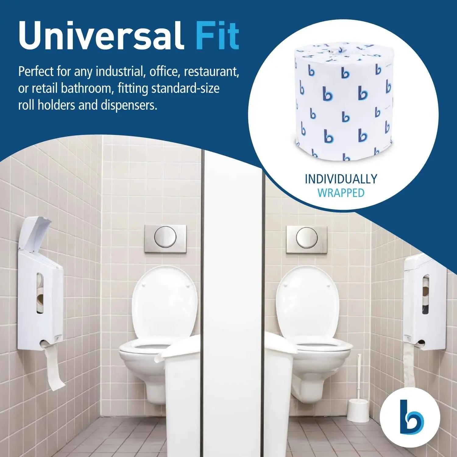 Boardwalk B6144 Premium 4-Ply Septic Safe Toilet Tissue Jumbo Roll White-12 Rolls/Carton