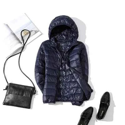 90% Ultra-light Plus Size Thin Down Jacket Women 2020 Autumn Winter Slim Short Hooded Warm White Duck Down Coat Women Outerwear