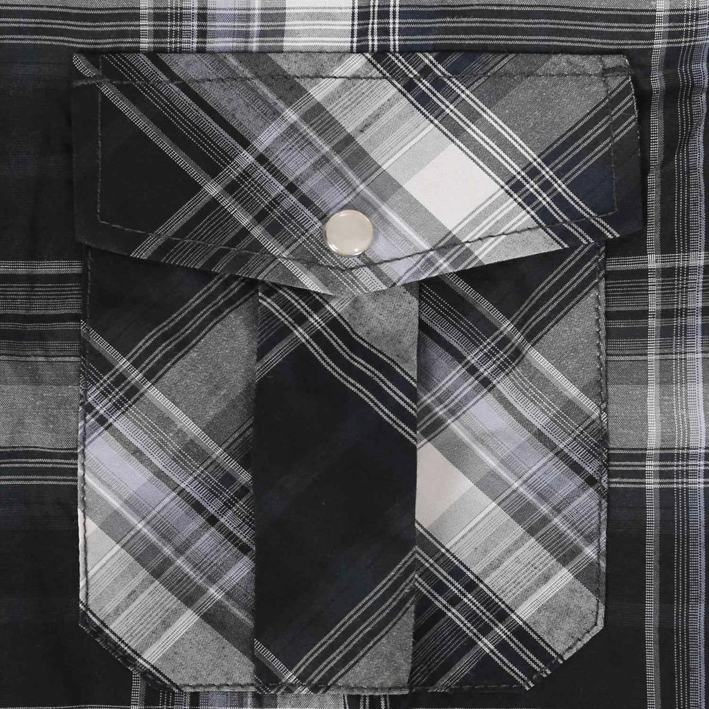 Men's Western Pearl Snap Button up Casual Cowboy Long Sleeve Two Pockets Work Plaid Shirts