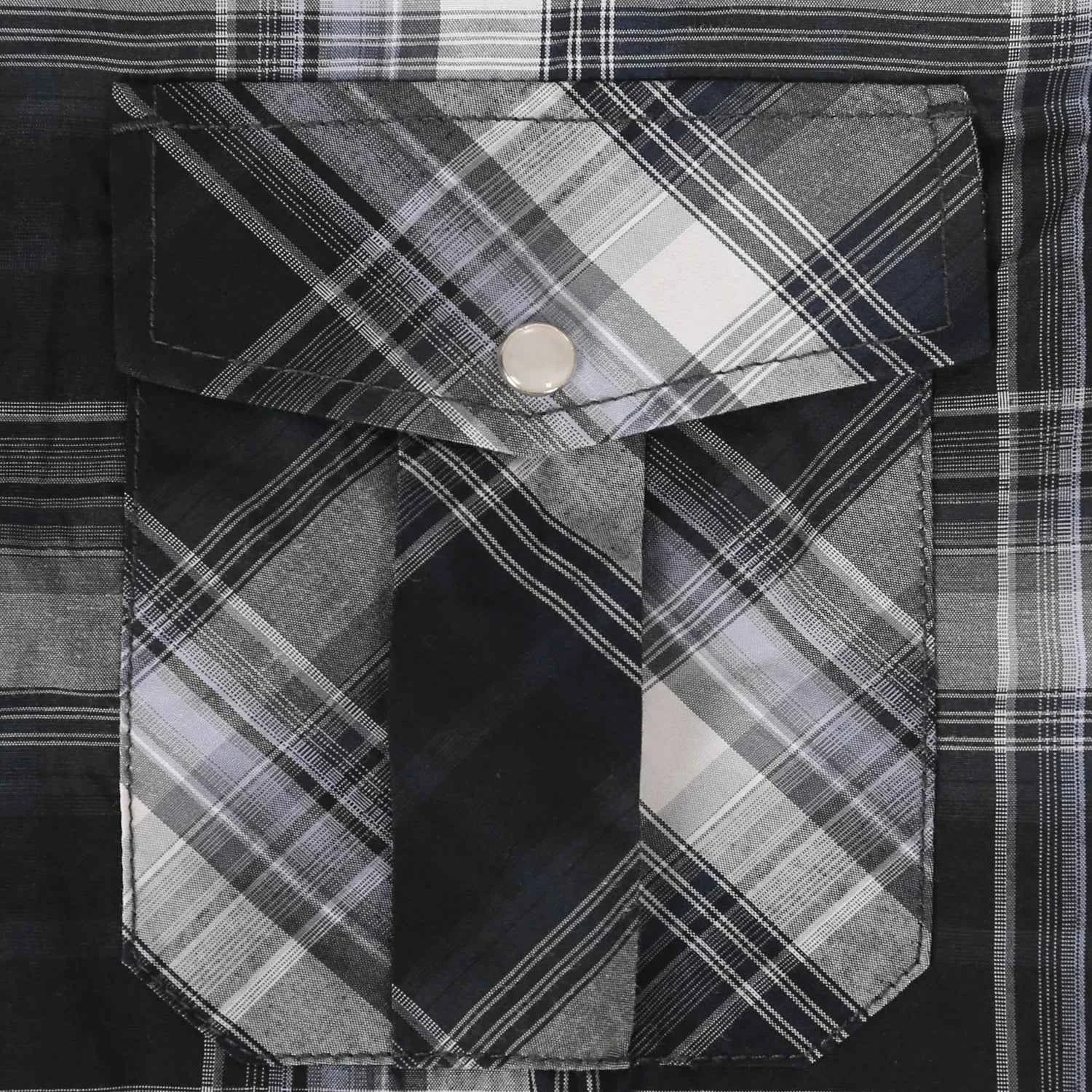 Men's Western Pearl Snap Button up Casual Cowboy Long Sleeve Two Pockets Work Plaid Shirts
