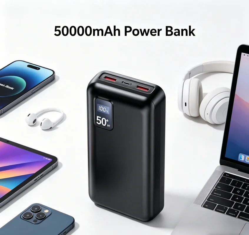US Stock Free Shipping Ultra High Capacity 50000mAh Power Bank PD Fast Charging Outdoor Power Bank for Travel Camping Hiking
