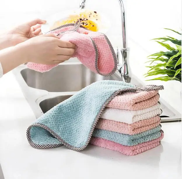 5 Color Microfiber Kitchen Cleaning Cloth – Super Absorbent Dish Rag