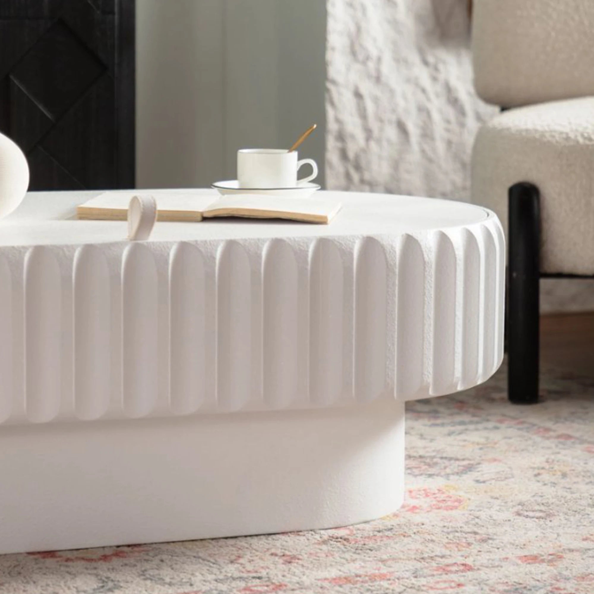 Fluted Storage Table with Lift-Off Lid, Sleek Texture, Perfect for Modern Living