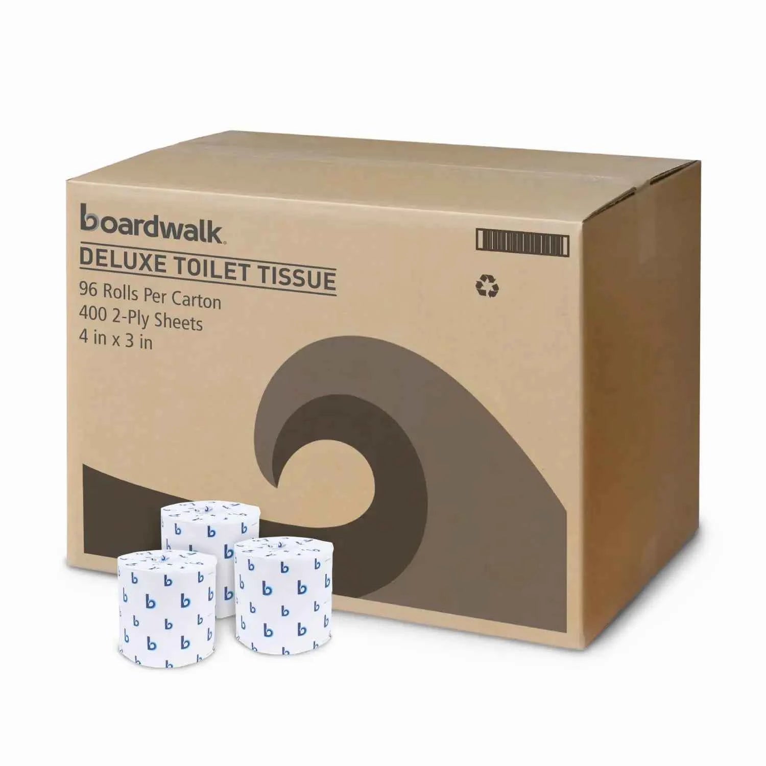 Boardwalk B6144 Premium 4-Ply Septic Safe Toilet Tissue Jumbo Roll White-12 Rolls/Carton