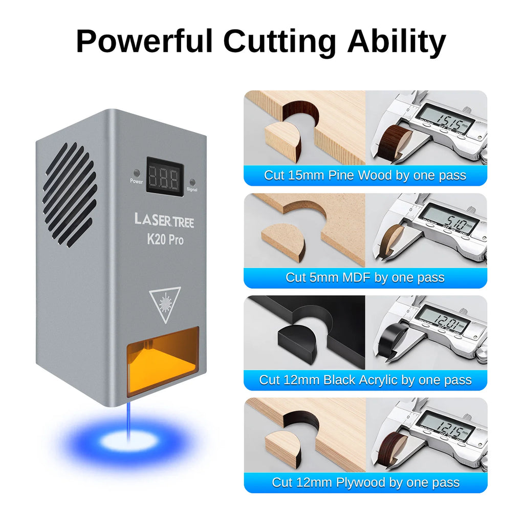 Free Shipping to Us LASER TREE 20W Optical Power CNC Laser Engraving Module with Air Assist Lazer Cutting Equipment Parts