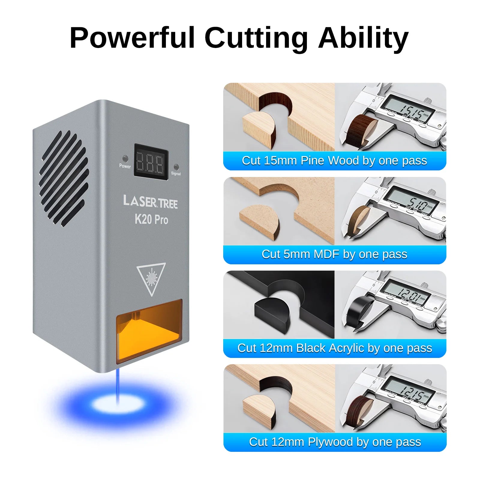 Free Shipping to Us LASER TREE 20W Optical Power CNC Laser Engraving Module with Air Assist Lazer Cutting Equipment Parts