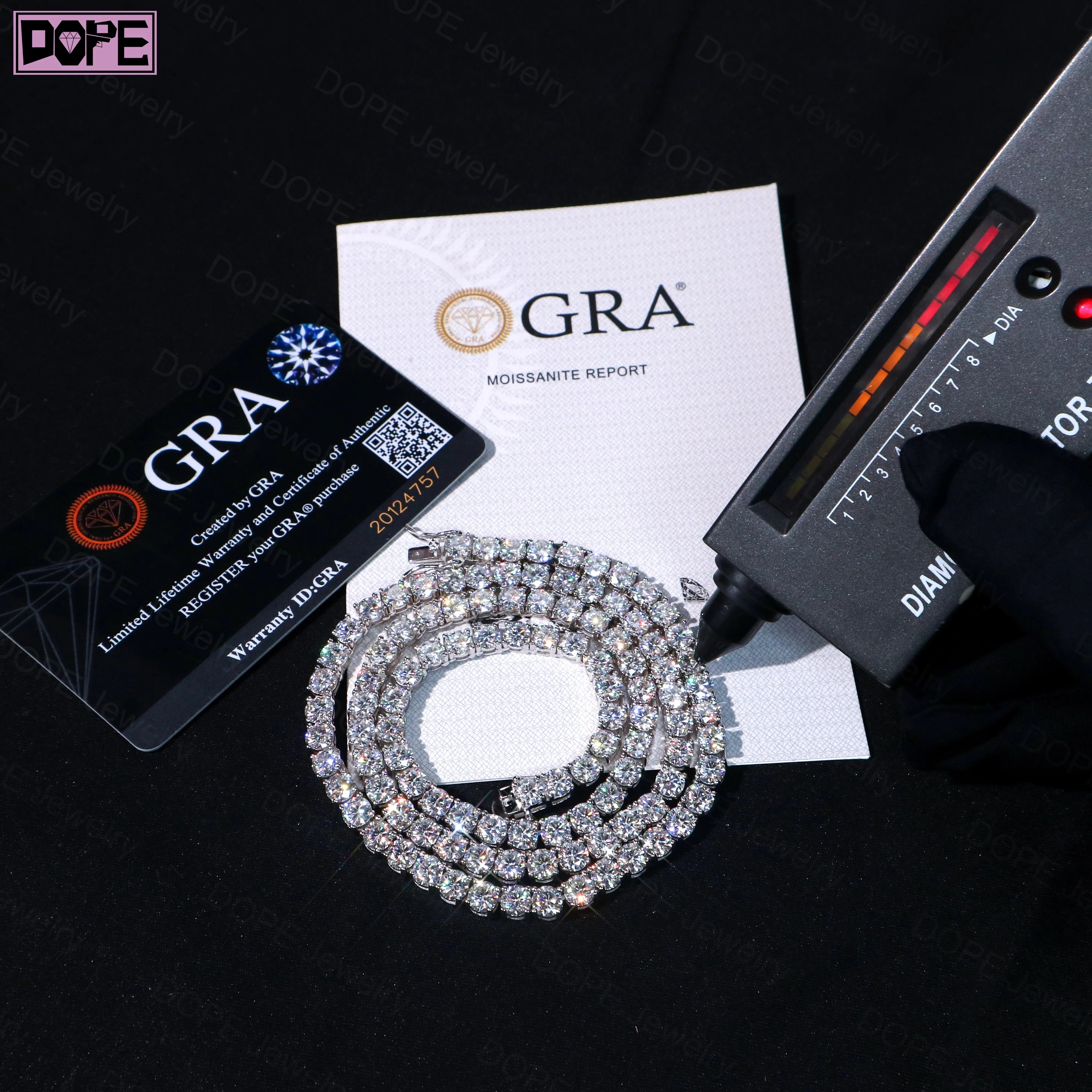 Free Shipping 3mm 4mm Moissanite Tennis Chain Necklace 925 Silver Jewelry Bling VVS Moissanite Chain