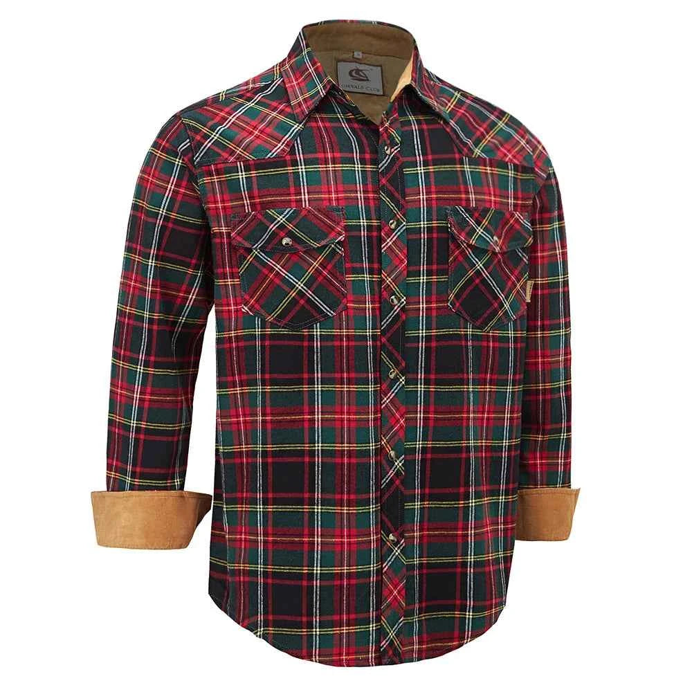 Mens Flannel Pearl Snap Plaid Button up Casual Western Cowboy Long Sleeve Shirts