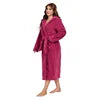 Free Shipping Elegant Flannel Bride Bath Robe Long Kimono Style Nightgown Red Plush Bath Robe