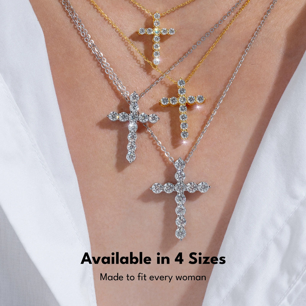 Free Ship Christian Religious Jewelry S925 Silver Women Men Jesus 14K Gold Plated CZ Diamond Cross Luxury Pendant Necklace