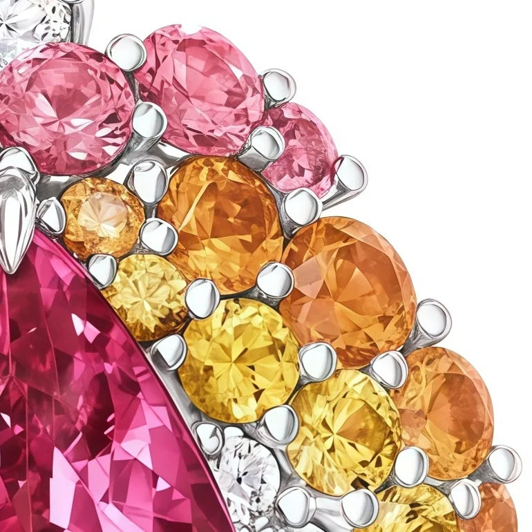 MUSHAN Jewelry Factory 925 Sterling Silver Rings Women Pink Sapphire Water Drop Colorful High Carbon Diamond Ring Wedding Bands