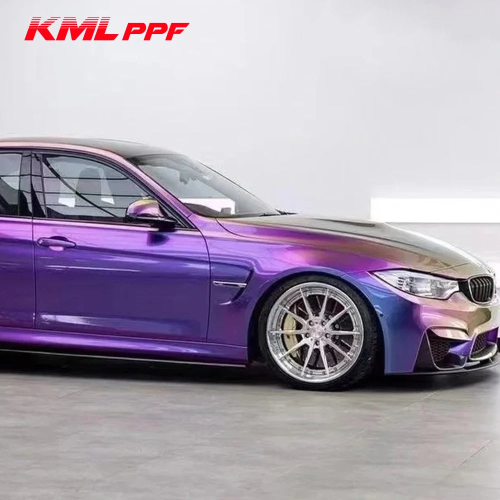 Wholesale Price Wrap Film 1.52*18m ROHS PET Magic Blue Purple Chameleon Car Sticker Removable Glue Car Vinyl Wrap Roll