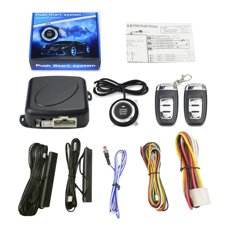 Auto Car One Start Stop Engine System with Remote Control Car PKE Keyless Entry Start System Open Trunk for 12V SUV Autostart