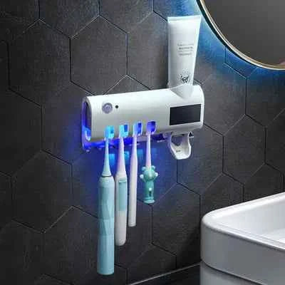 New Home Solar Energy No Need to Charge UV Toothbrush Holder Dispenser Tooth Paste Dispenser with Toothbrush Holder