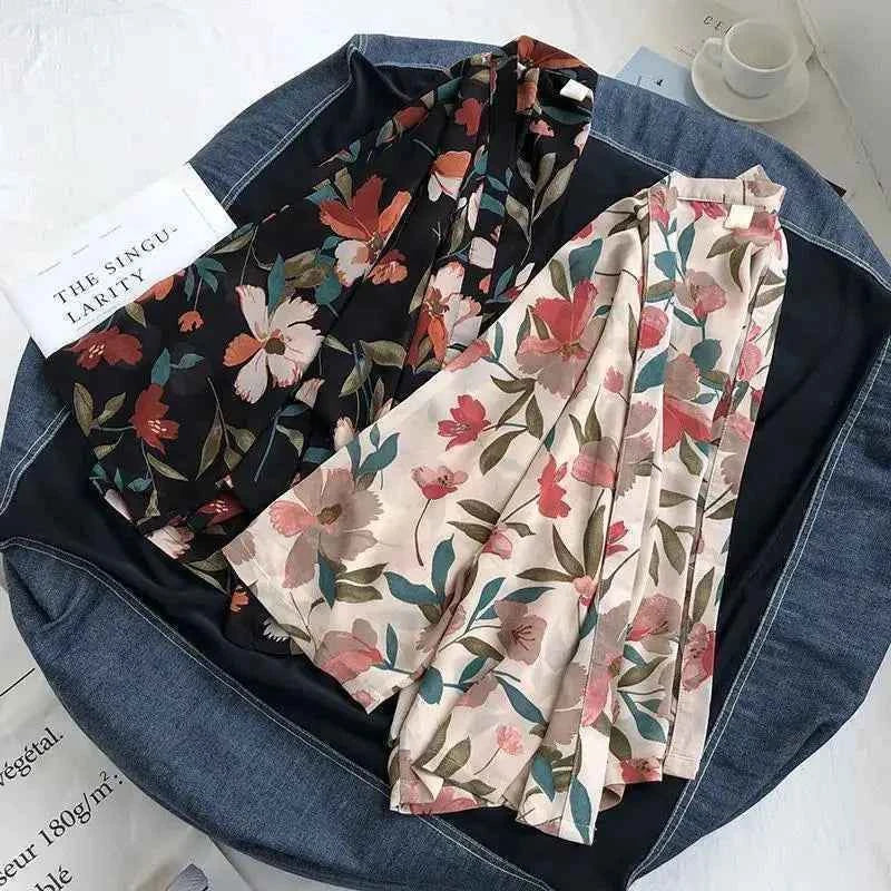 summer Chiffon Cover-ups ladies floral shirts blouses bohemia scarfs Beach Wear Kimono Dress For Women Swimsuit