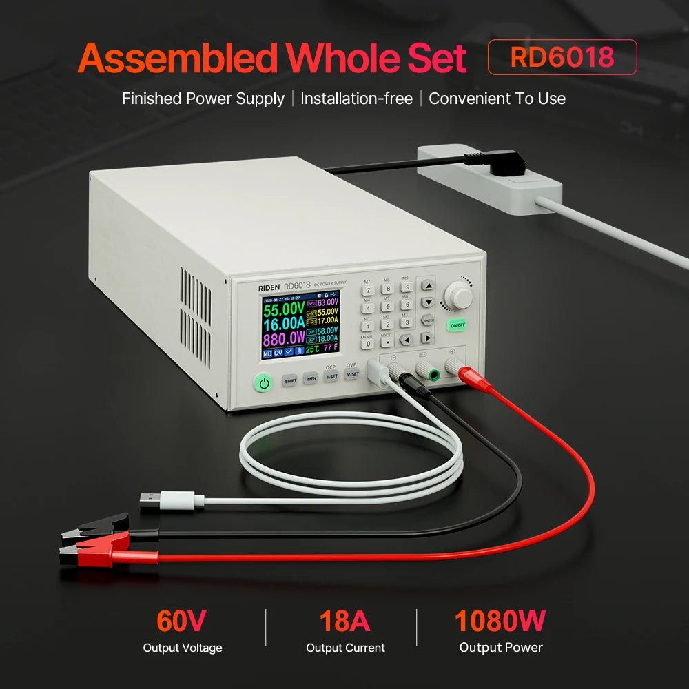 RD RD6018 Assembled Set 60V 18A AC to DC Digital Control Battery Charging Adjustable Lab Bench Power Supply Regulator 1080W