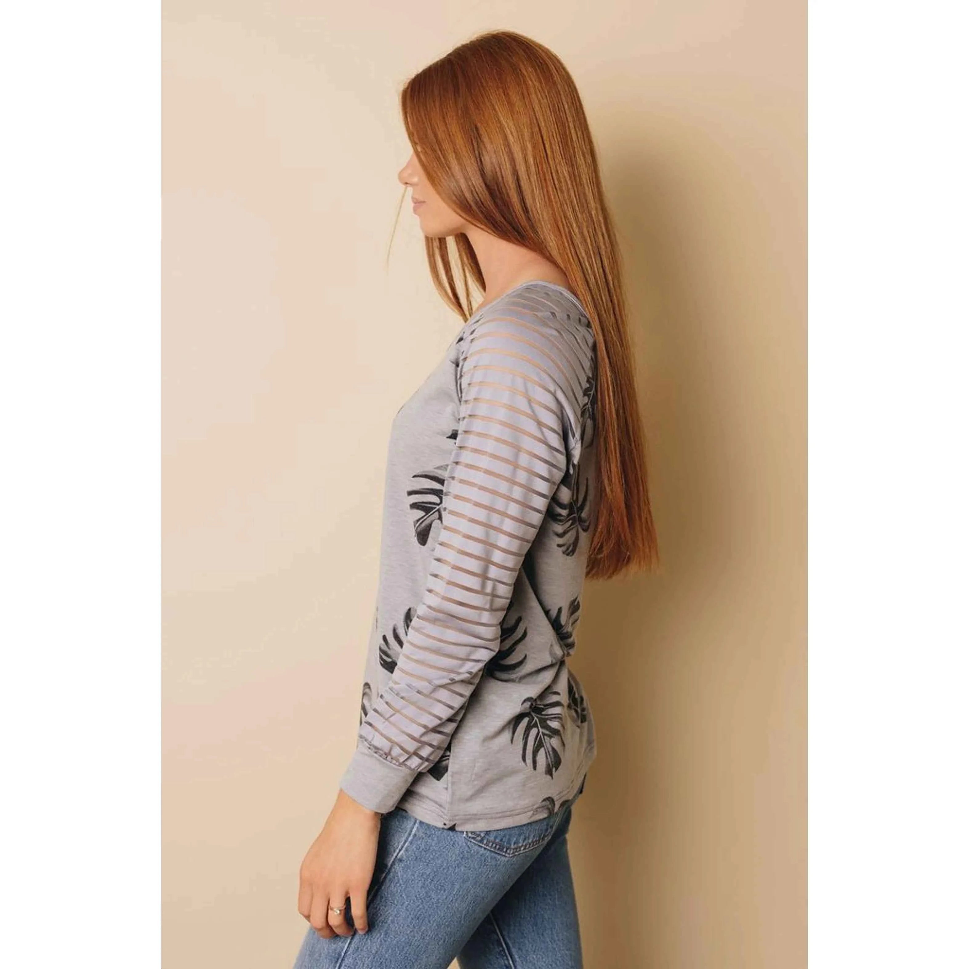 TD Alisa Women's Casual Long Sleeve Top Patchwork Mesh Embroidered XL Striped Solid Spring Autumn Silk Poplin Knitted Lace