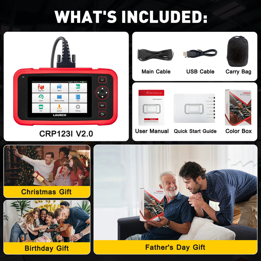 USA EU Warehouse Launch CRP123I V2.0 Escaner Automotriz Lifetime Free OBD2 Scanner With 7 Resets AS CRP123X V2.0