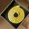 Hip Hop Jewelry Sterling Silver 14K Yellow Gold GRA 3mm 4mm VVS Diamond Chain Yellow Moissanite Tennis Chain