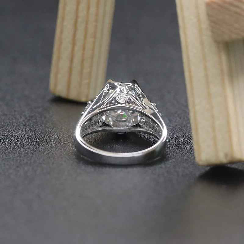 Free Shipping Fine Jewelry Two Carat Moissanite Diamond 14k Real Solid White Gold Rings for Women