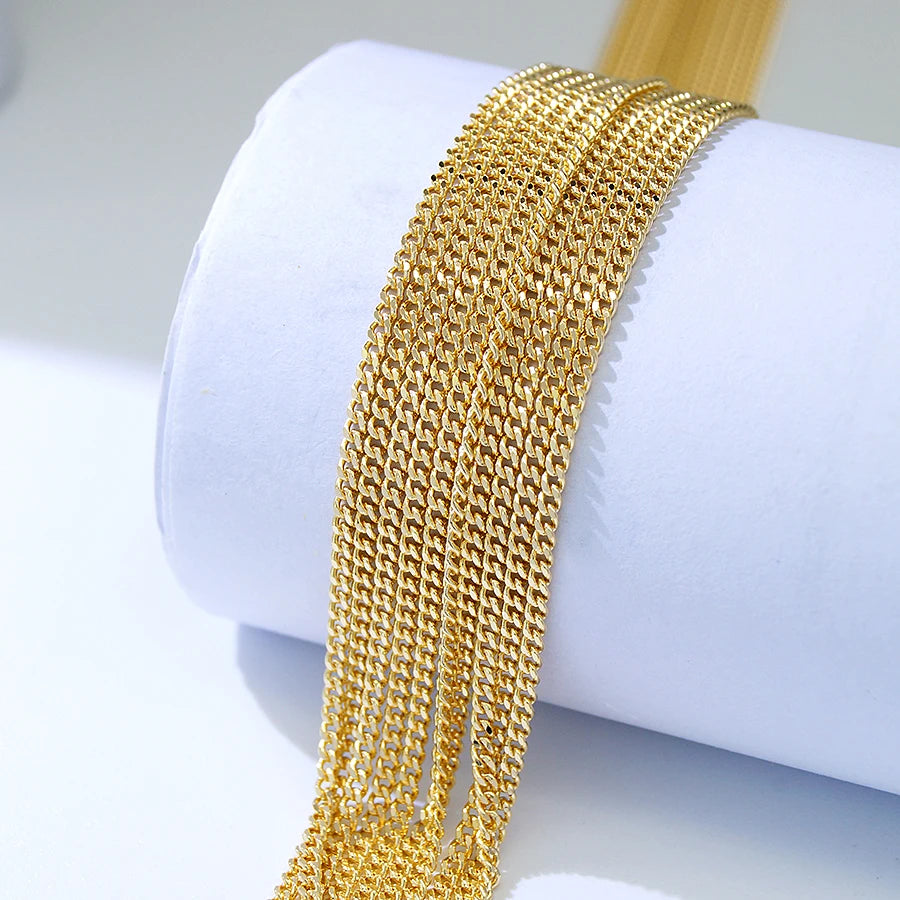 1.35mm Curb Miami Cuban Link Jewel Solid Wholesale Gold Jewelry Wholesale Delicate Gold Chain 14k Necklace