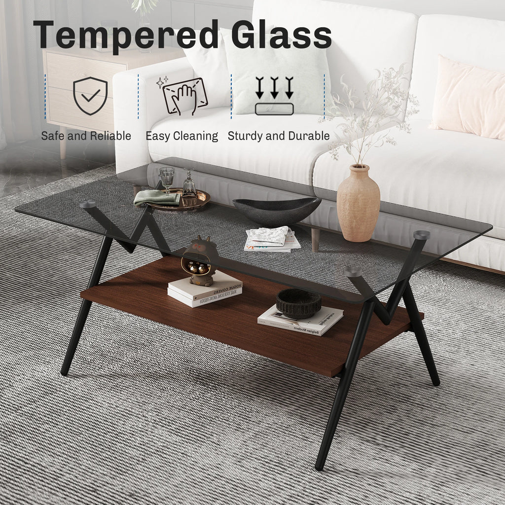Living Room Set of 3 Piece New Shape Tempered Glass Coffee Table Side Table Set for Living Room Center Area