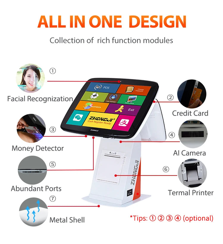 Customizable AI Recognition Touch POS Cash Register Restaurant Food Store Intelligent Smart POS Software for Small Businesses