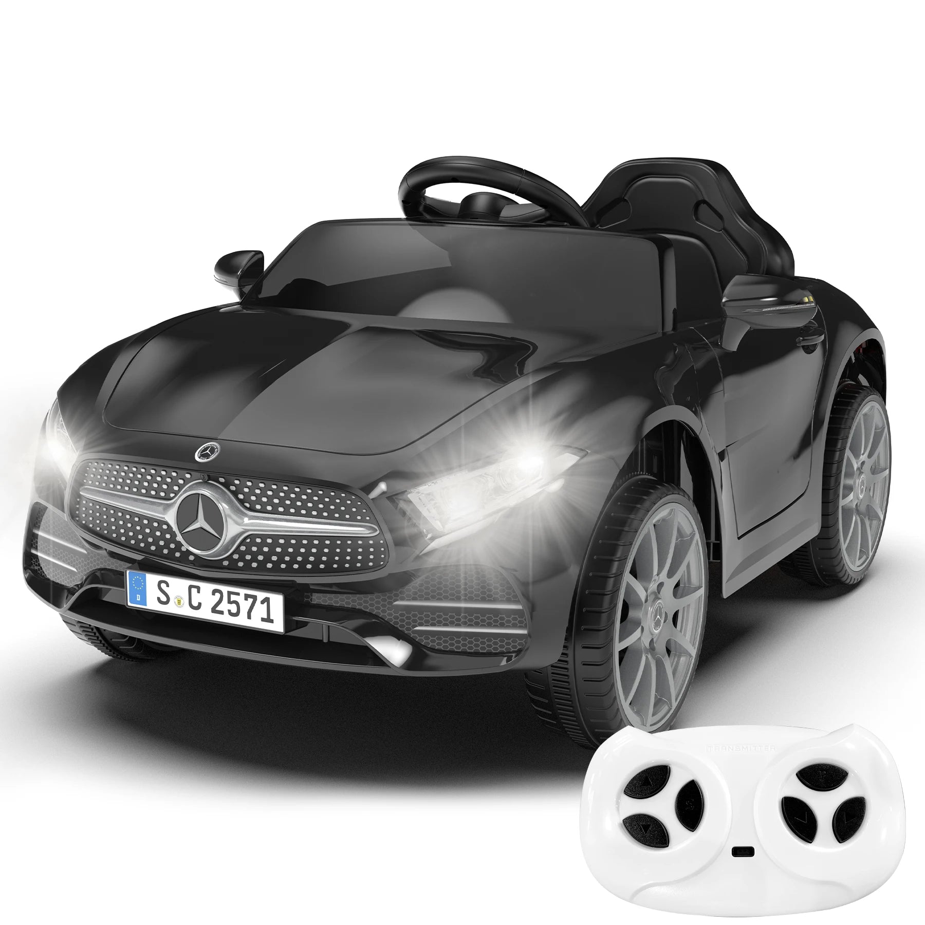 12V Kids Ride on Benz Car with 2.4G Remote Control, Car Ride on Vehicle Double Doors, 5 Point Safety Belt,LED Light 2-5 Year