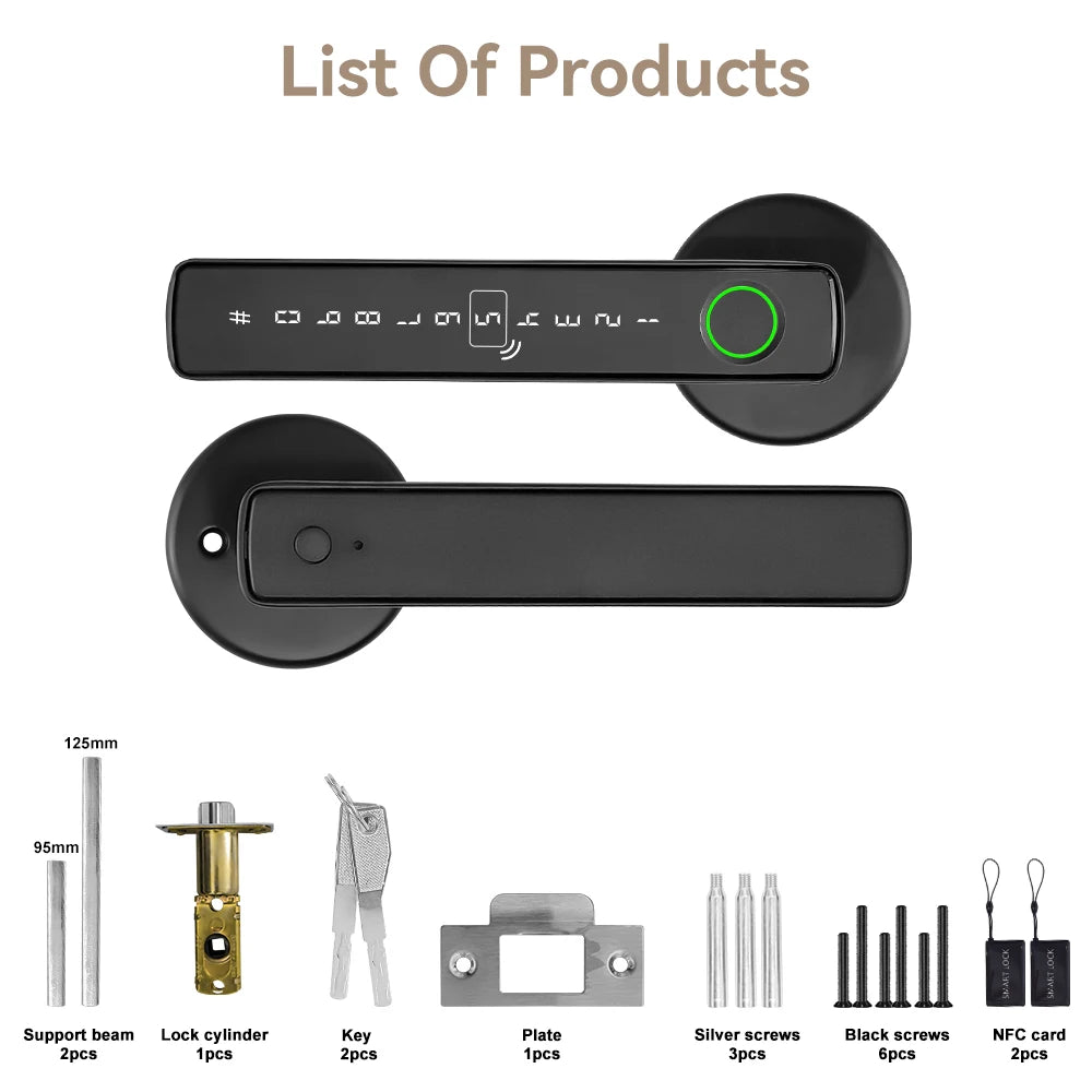 NF Card Fingerprint Unlock Locks Tools Security Key Cutting Machine armor Plate APP Unlocking Door Smart Handle Lock Indoor