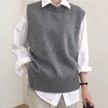 Women Oversized Loose Vest Female Knitted Sweater Women Jumper Ladies O-Neck Pullovers Waistcoat Pull Femme Female Outerwear
