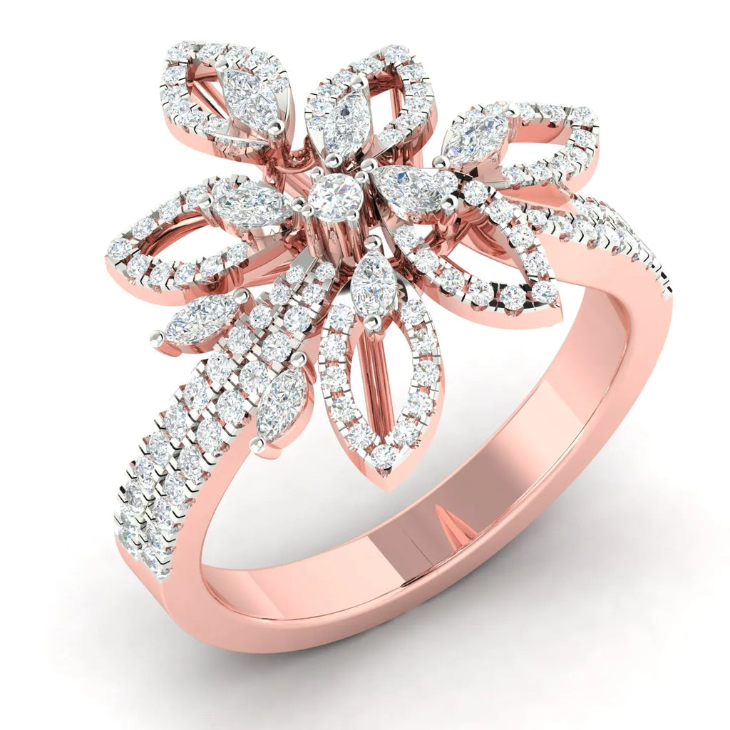 Quality Assured Brass Women's Diamond Ring Trendy Style Finished Surface Rose Gold Latest Arrival Designed Handmade Sale